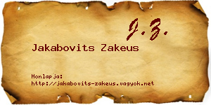 Jakabovits Zakeus névjegykártya